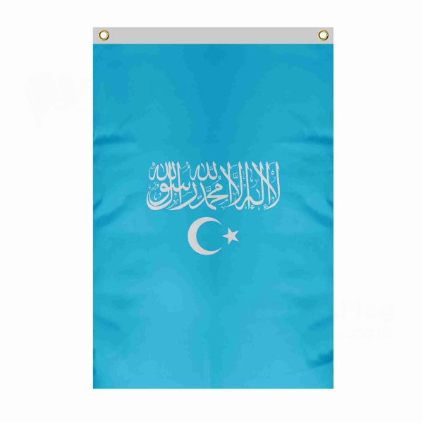 Islamic Republic Of East Turkestan Large Size Flag Hanging on Building