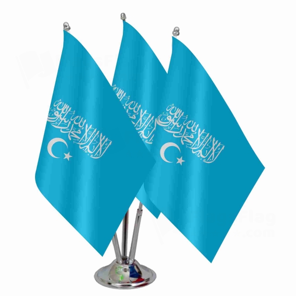 Islamic Republic Of East Turkestan Triple Table Flag