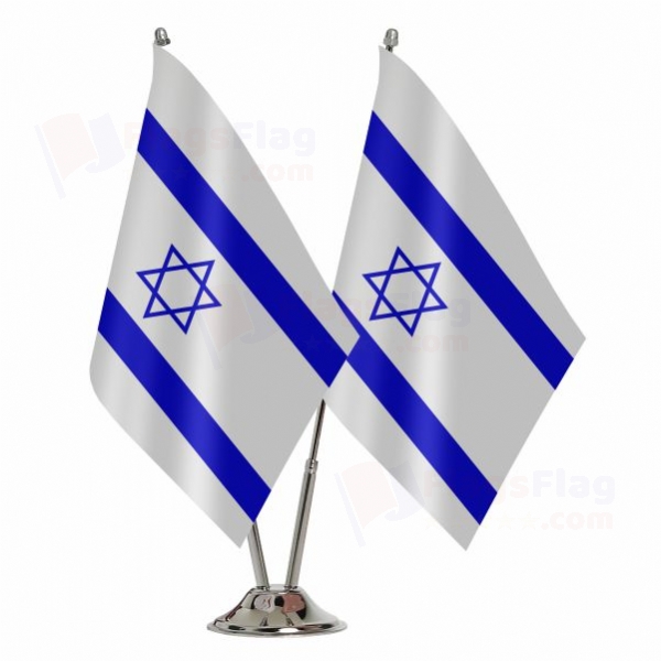israel 2 Table Flags