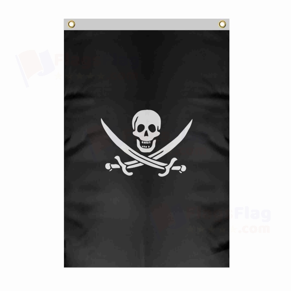 Jack Rackham Large Size Flag Hanging on Building