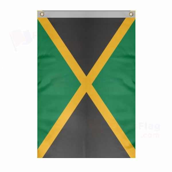 Jamaica Large Size Flag Hanging on Building