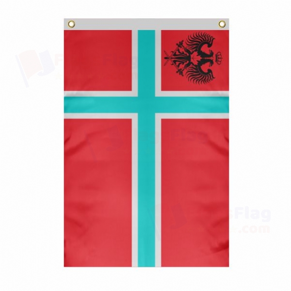 Jarldom of Vikesland Large Size Flag Hanging on Building