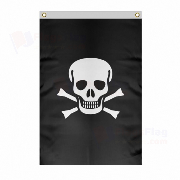 Jolly Roger Large Size Flag Hanging on Building