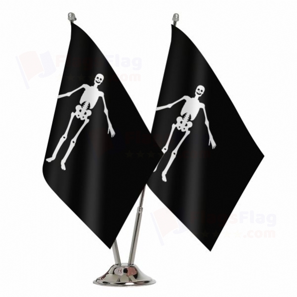 Jolly Roger pirate John Cole 2 Table Flags