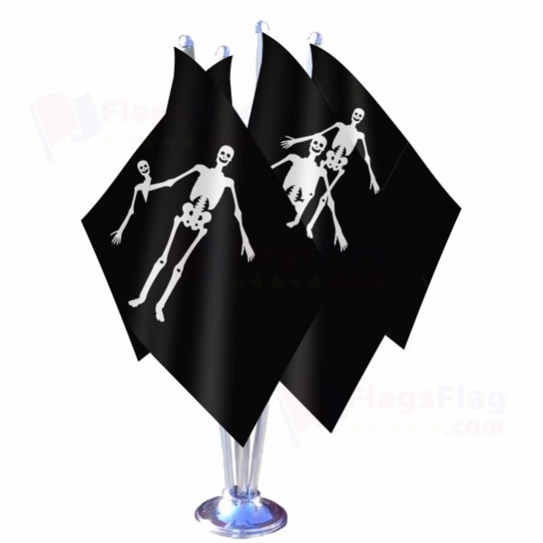 Jolly Roger pirate John Cole Quadruple Table Flag