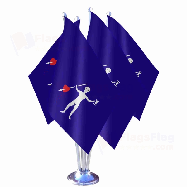 Jolly Roger Pirate Quadruple Table Flag