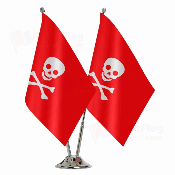 Jolly Roger Red 2 Table Flags