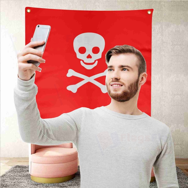 Jolly Roger Red Background Selfie Shooting Landscapes