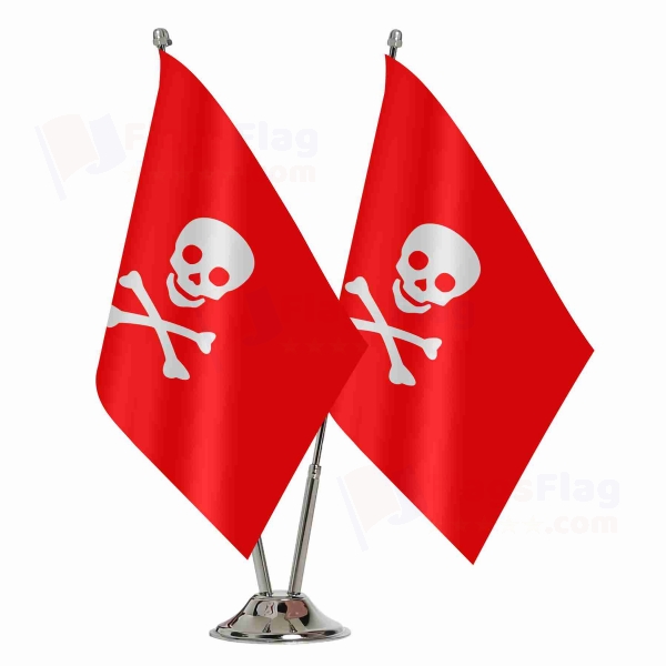 Jolly Roger Red Binary Table Flag