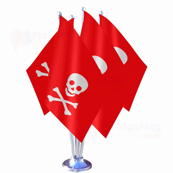 Jolly Roger Red Quadruple Table Flag
