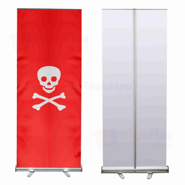 Jolly Roger Red Roll Up Banner
