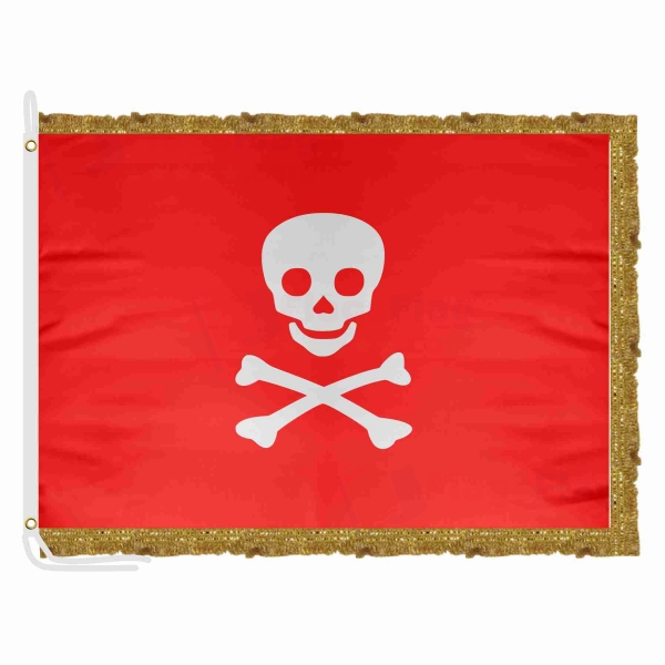 Jolly Roger Red Satin Office Flag
