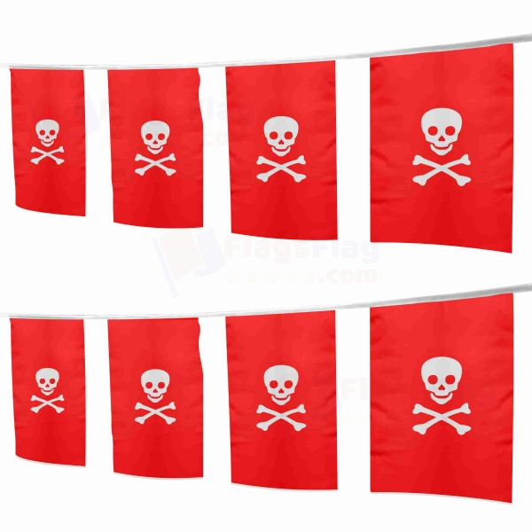 Jolly Roger Red Square String Flags