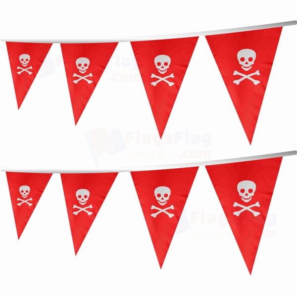 Jolly Roger Red Stringed Triangle Flag