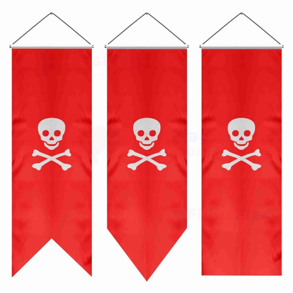 Jolly Roger Red Swallowtail Flags