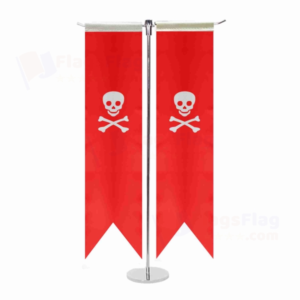 Jolly Roger Red T Table Flags