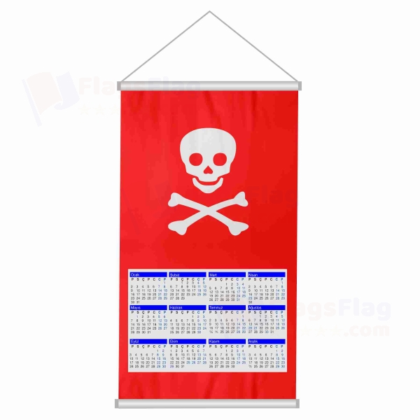 Jolly Roger Red Woven Fabric Digital Printing Calendar
