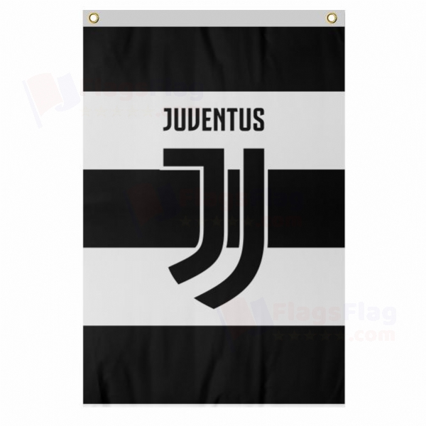 Juventus FC Large Size Flag Hanging on Building