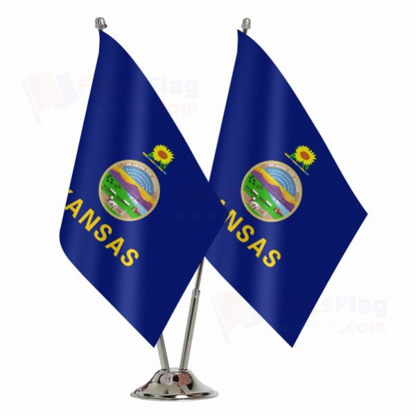 Kansas 2 Table Flags