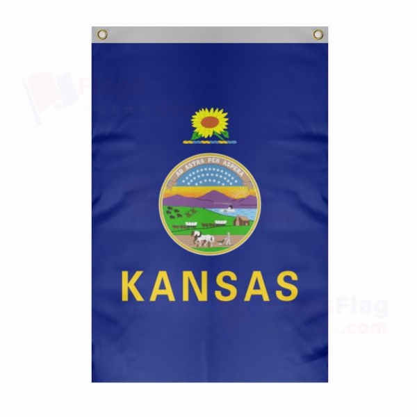 Kansas Large Size Flag Hanging on Building