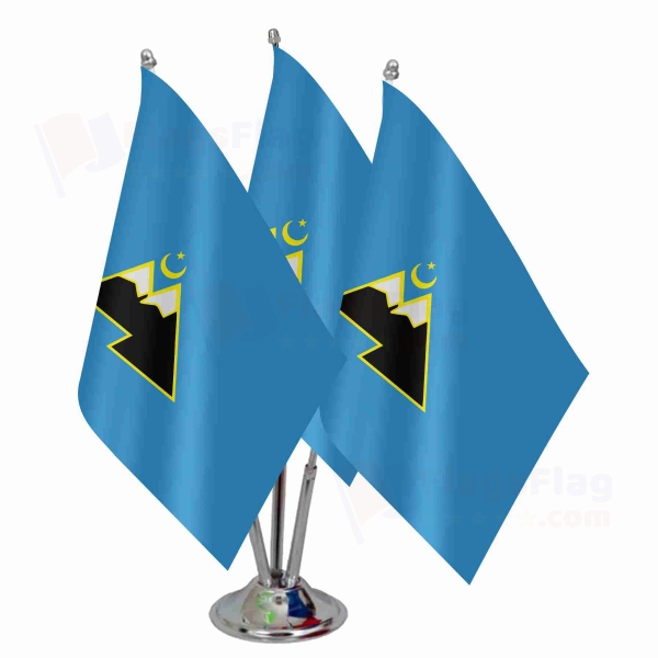 Karachay Turks Russian Triple Table Flag