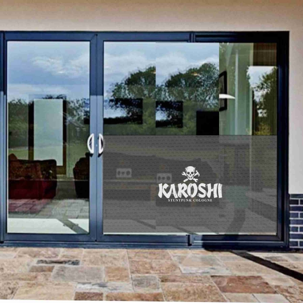 Karoshi Logo Glass Film Karoshi Logo One Way Vision Printing