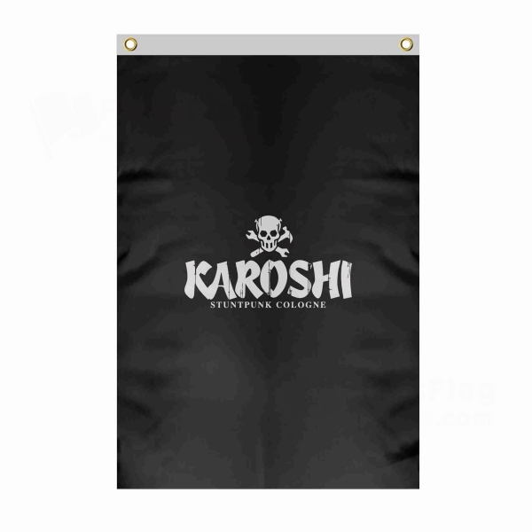 Karoshi Logo Large Size Flag Hanging on Building