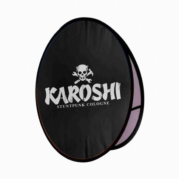 Karoshi Logo Round Cloth Banner Display Stands