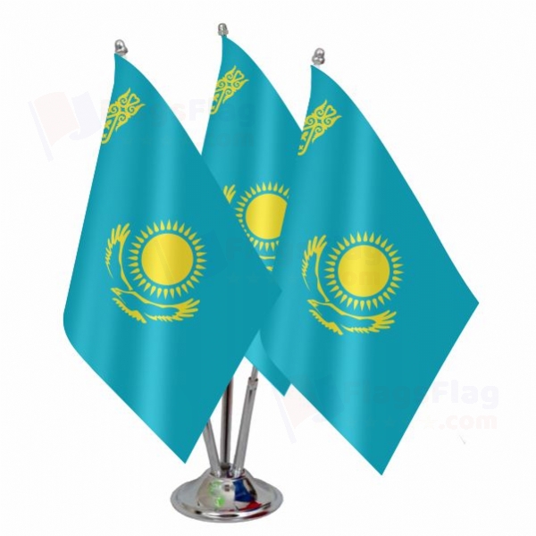 Kazakhstan Triple Table Flag