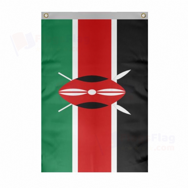 Kenya Large Size Flag Hanging on Building