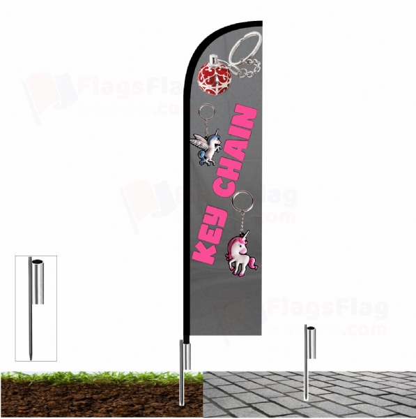 Keychain Fishing Rod Flag