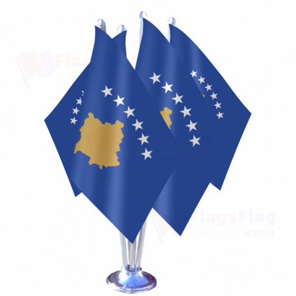 Kosovo Quadruple Table Flag
