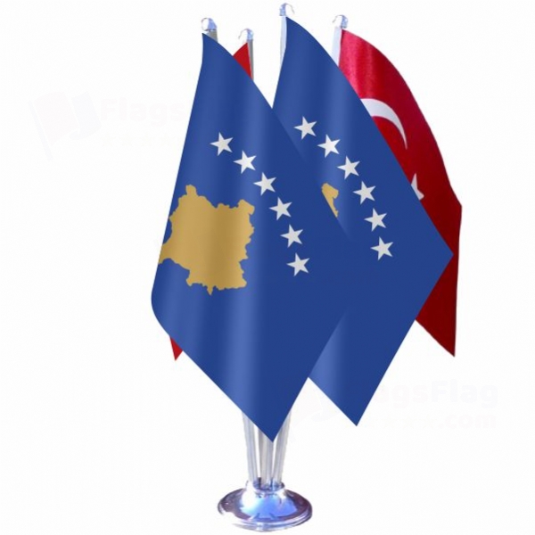 Kosovo Quadruple Table Flag