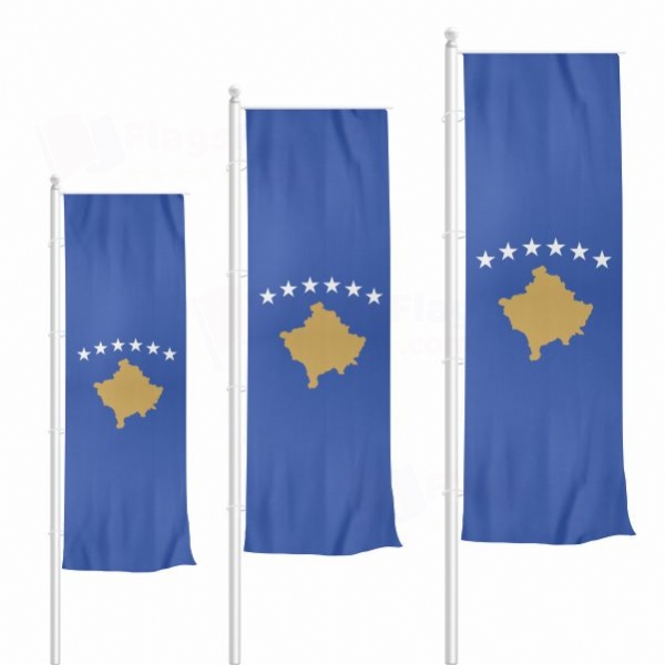 Kosovo Vertically Raised Flags