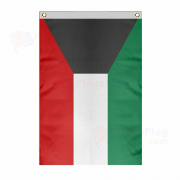 Kuwait Large Size Flag Hanging on Building