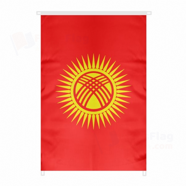 Kyrgyzstan Large Size Flag Hanging on Building