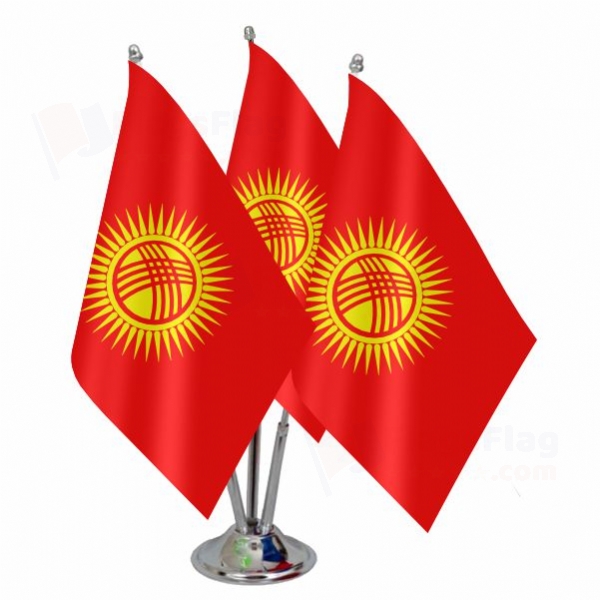 Kyrgyzstan Triple Table Flag