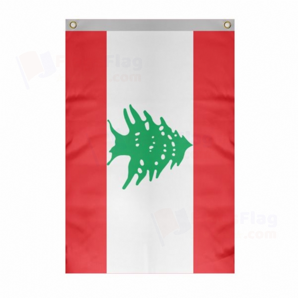 Lebanon Large Size Flag Hanging on Building