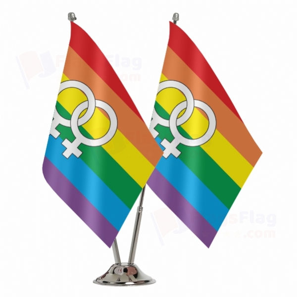 Lesbian Pride Rainbow Binary Table Flag