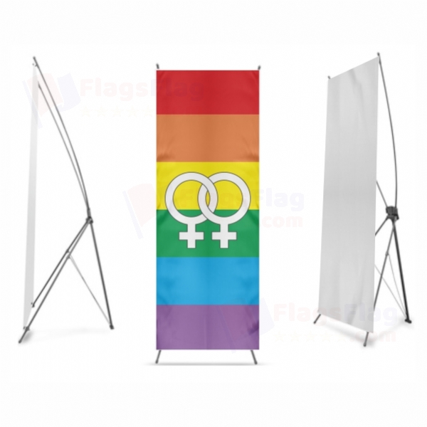 Lesbian Pride Rainbow Digital Print X Banner