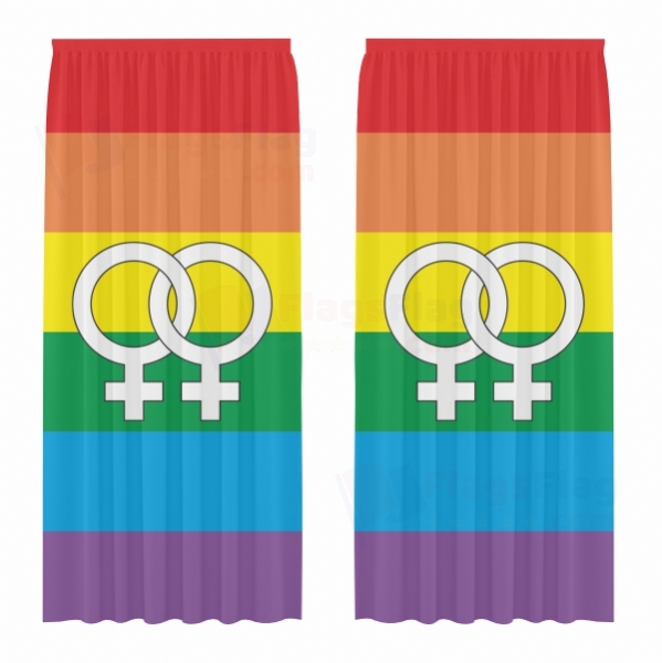 Lesbian Pride Rainbow Digital Printed Curtains