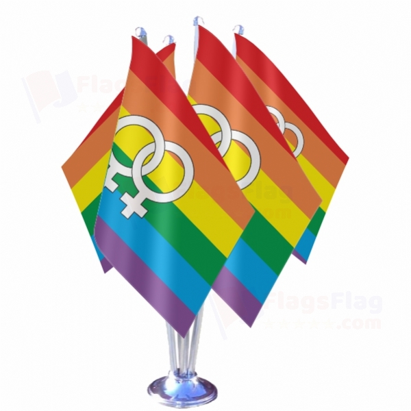 Lesbian Pride Rainbow Quadruple Table Flag