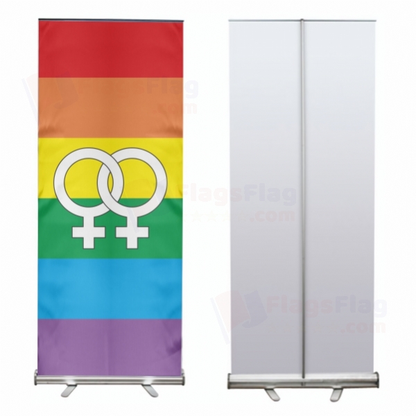 Lesbian Pride Rainbow Roll Up Banner