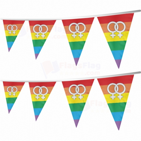 Lesbian Pride Rainbow Stringed Triangle Flag