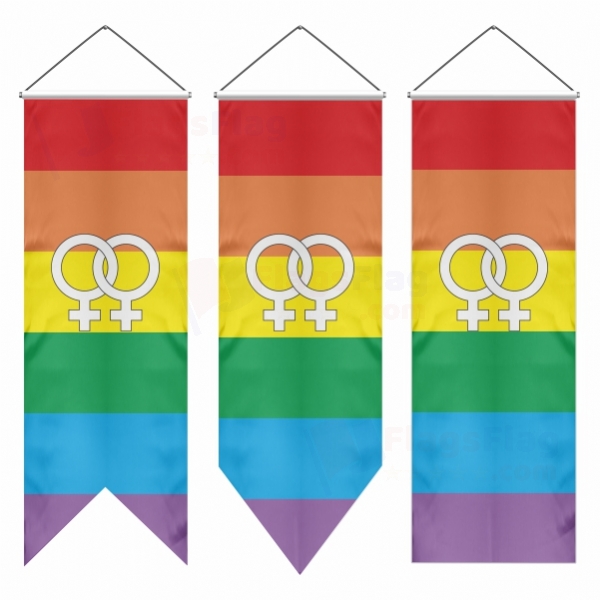 Lesbian Pride Rainbow Swallowtail Flags