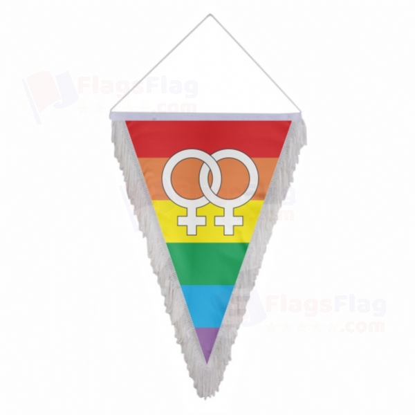Lesbian Pride Rainbow Triangle Fringed Streamers