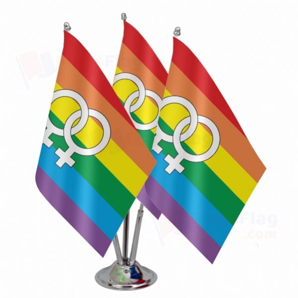 Lesbian Pride Rainbow Triple Table Flag
