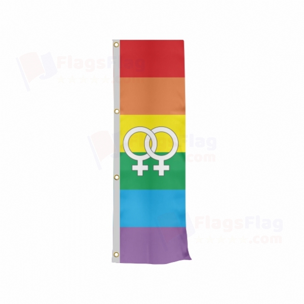 Lesbian Pride Rainbow Vertically Raised Flags