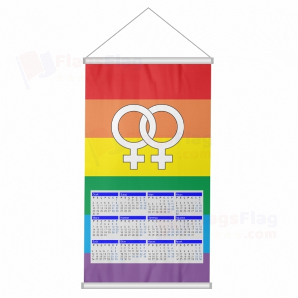 Lesbian Pride Rainbow Woven Fabric Digital Printing Calendar