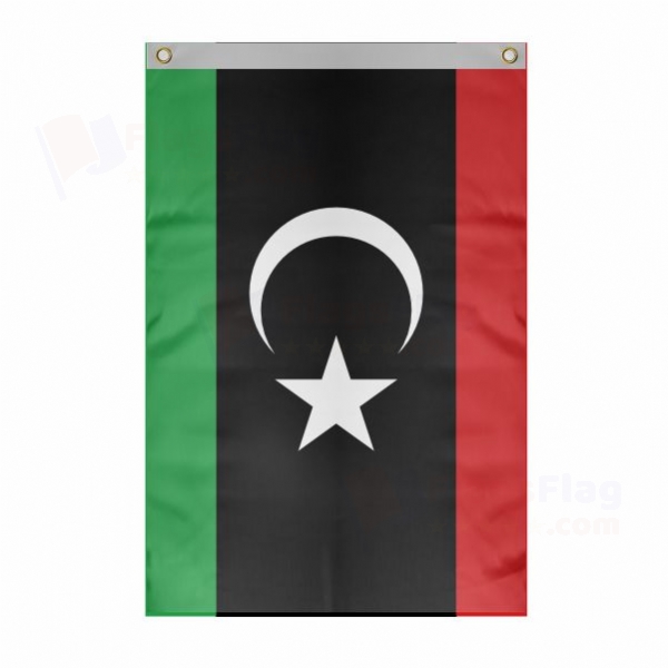 Libya Large Size Flag Hanging on Building